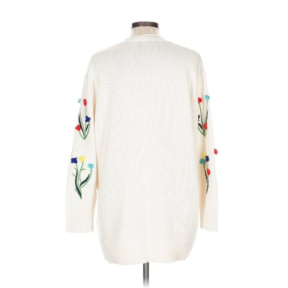 Alice + Olivia Bradford Crochet White Flowers Grandpa Cardigan Large - Picture 8 of 13